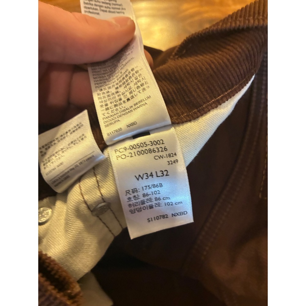 Levis 505 Regular Fit Corduroy Pants Brown Straight Leg 34x32 Mens Cords - Picture 2 of 9